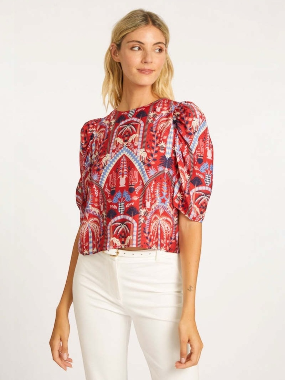 Caballero Robine Ruby Tropics Silk Blend Blouse Top Size Medium